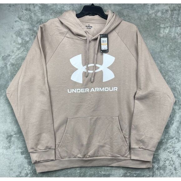 NWT Under Armour Mens Rival Fleece Logo HD Hoodie‎ 4XL Beige - Picture 1 of 8